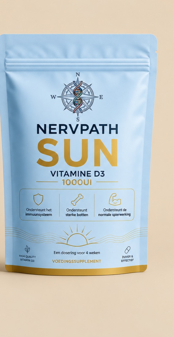 Verpakking van Nervpath Sun vitamine D3 1000 IE
